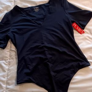 Pumiey Medium Black V-Neck Bodysuit